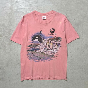 90年代 USA製 Sea World スーベニア プリント Tシャツ アート ART メンズM