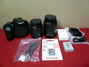 CANON EOS Kiss X2+レンズ2本(80+200mm)+の中古品 (74964ショット) 全て揃って届いたらすぐに使えます