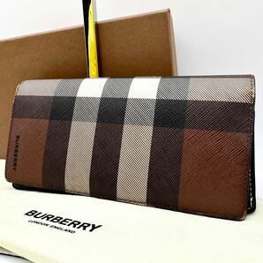 BURBERRY バーバリー 長財布 ブラウン 現行 メガチェック 二つ折り財布 メンズ ビジネス