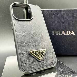 PRADA プラダ iPhoneケース iPhone13Pro ブラック 三角ロゴ ユニセックス メンズ レディース レザー
