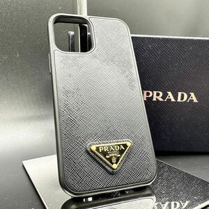 PRADA プラダ iPhoneケース iPhone12Pro ブラック 三角ロゴ ユニセックス メンズ レディース レザー