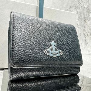 Vivienne Westwood ヴィヴィアンウエストウッド 三つ折り財布 ブラック がま口 オーブ レディース コンパクトウォレット レザー