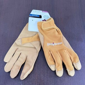 AS107NE tag attaching unused goods mont-bell Mont Bell trekking glove beige group size M lady's polyester 100% goat leather leather 