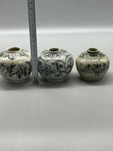 ★古中国 元-明時期青花茶入れ3点 染付 茶道具 _画像9