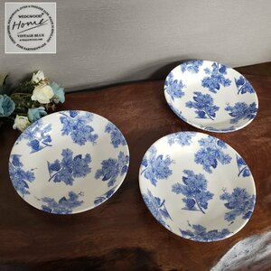 WEDGWOOD　HOME 　深皿　3客　VINTAGE BLUE　1996　ビンテージブルー　ブルー　ベリー　パステル　ウエッジウッド　可愛い【80s2492】