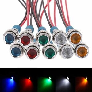 Kiligen 10個 6mm DC 12-24V LED 防水インジケータライト パイロットライトシグナル インジケータ（5 色