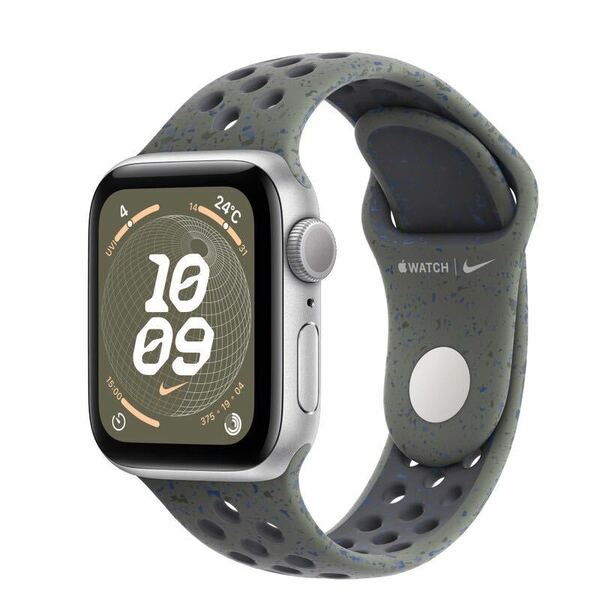 Apple Watch SE (GPSモデル) - 40mmシルバーアルミニウムケースとカーゴカーキNikeスポーツバンド M/L