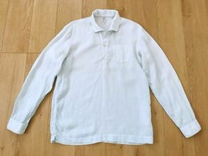 【良品】glanshirt　グランシャツ★リネンプルオーバーシャツ★薄ブルー系★38/15★イタリア製