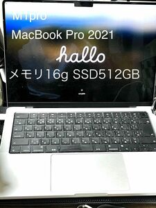 MacBookPro 2021 M1pro メモリ16g SSD512GB Apple ノートパソコン 電源あり SSD