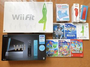  rare beautiful goods Nintendo Wii body Wii remote control plus 3 piece sport resort including in a package Wii Fit soft 6ps.@ complete set set rare NINTENDO black Michael 