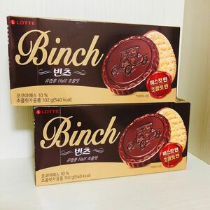 大人気 韓国 ロッテ LOTTE Binch ビンツ チョコ クッキー ビスケット お菓子 24枚包装入り