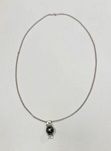 6716 K18WG ブラックパールネックレス メレダイヤ0.10ct 刻印あり 真珠 アクセサリー 18金 ホワイトゴールド