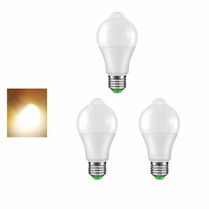 9w LED電球 明暗センサー 人感センサー E26口金 電球色 省エネ 暖色系 3個セット 高輝度 LEDライト