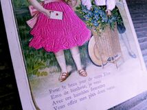 イラスト (28)◆P45 エンボス 子供 少女 少年 忘れな草 勿忘草 薔薇 バラ アンティークポストカード フランス_画像7