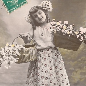 子供(27)D66◆少女 アンティークポストカード フランス ドイツ ベルギー イタリア イギリス ビンテージ 外国絵葉書