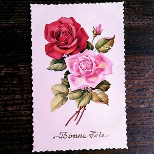 花(4)P47◆薔薇 ばら バラ アンティークポストカード フランス ドイツ イギリス