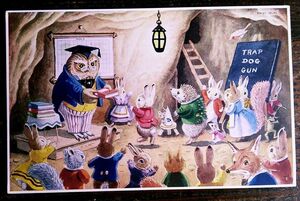 Racey Helps I39 (19)◆動物 子供 うさぎ ウサギ フクロウ イラスト アンティークポストカード ビンテージ 外国絵葉書 イギリス