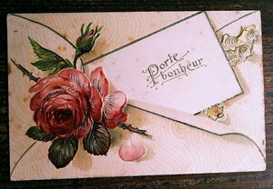花(18)G11◆エンボス 薔薇 ばら バラ アンティークポストカード フランス ドイツ イギリス