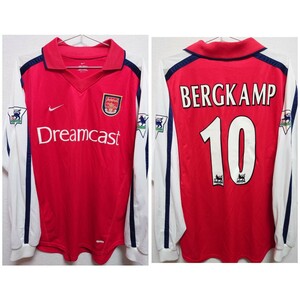 NIKE　2000〜2001 アーセナル　デニス・ベルカンプ　長袖ユニフォーム　パッチ付き　ネームナンバーフロッキー　ARSENAL　Bergkamp