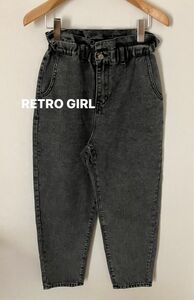 RETRO GIRL レトロガール　 パンツ　サイズF 綿100％　ブラックデニム　ウエストゴム