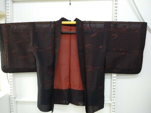 YA5380　和装　レトロ　可愛い　紗　夏羽織　羽織　絹　身丈約73㎝/裄約62.5㎝　リメイク素材　材料