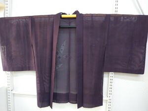 YA5385　和装　レトロ　可愛い　紗　夏羽織　羽織　絹　身丈約71㎝/裄約62㎝　リメイク素材　材料