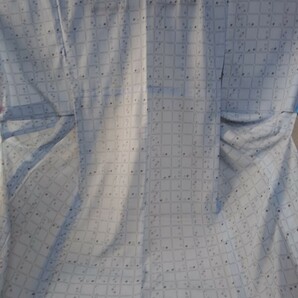 YA5301和装 レトロ 紗 単衣着物 小紋 洗える着物 化繊 身丈約165㎝/裄約67.5㎝ リメイク素材 材料 お稽古の画像1