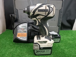 未使用品 Hitachi koki 日立工機 14.4V 3.0Ah コードレス インパクトドライバ WH14DBAL2 2LSCK(S) スピーディーホワイト