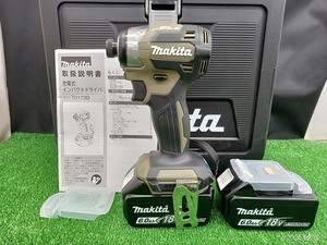 未使用品 マキタ makita 18V 6.0Ah 充電式 インパクトドライバー TD173DXO オリーブ バッテリー2個付 【1】