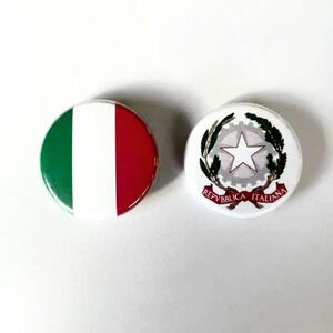 イタリア＊国旗＊国章＊缶バッジ2個セット