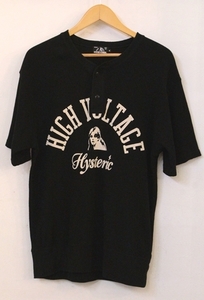 【中古】 HYSTERIC GLAMOUR メンズTシャツ S HYSTERIC GLAMOUR/HIGH VOLTAGE ヘンリーネックスウェット/Tシャツ/S/黒 ブラック/プリント