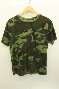 【中古】 STUSSY メンズTシャツ S ポケット Tシャツ STUSSY S カーキ 迷彩 カモフラージュ