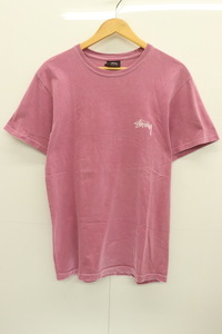 【中古】 STUSSY メンズTシャツ S Tシャツ STUSSY S ピンク 桃 プリント