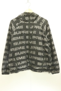 【中古】 Supreme メンズマウンテンパーカー M Logo Ripstop Hooded Track Jacket Supreme M 黒 ブラック グレー 灰