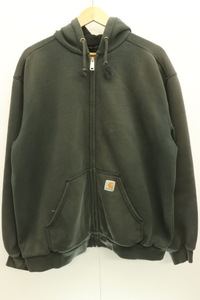 【中古】 Carhartt メンズジップパーカー L Hooded Zip-Front Sweatshirt Carhartt L 黒 ブラック ロゴ