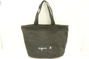 【中古】 Agnes b. レディーストートバッグ - キャンバス トートバッグ Agnes b. - 黒 ブラック ロゴ