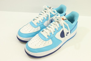 【中古】 NIKE メンズスニーカー 28.5cm AIR FORCE 1 '07 LV8 NIKE 28.5cm 白 ホワイト 水色 アクアブルー ロゴ