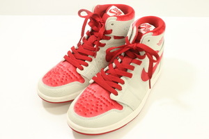 【中古】 NIKE レディーススニーカー 25 Jordan 1 High ZOOM Air CMFT NIKE 25 グレー 灰 赤 レッド ロゴ