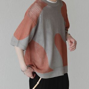 【saku】Nuance mesh loose knit / ニュアンスメッシュルーズニット favclo ファブクロ 夏