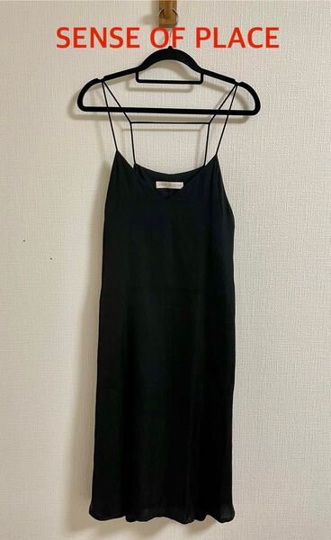 SALE!!【美品】SENSE OF PLACE キャミワンピ ブラック サイズFree