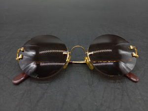 ▽ 【328】 カルティエ パリス サングラス / Cartier アイウェア Eyewear 眼鏡 ラウンド フレーム フランス製 リムなし ツーポイント