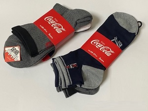 福助 Coca-Cola コカ・コーラ 靴下 25-27㎝ 3足セット 2種 展示未使用品
