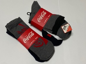 福助　Coca-Cola コカ・コーラ 靴下 25-27㎝ 3足セット 2種 展示未使用品