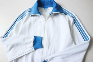 ★70s adidas ◆ トラックジャケット (白/青 サイズ3) 西ドイツ デサント製 ジャージ ヴィンテージ オールド アディダス ◆ZZ4