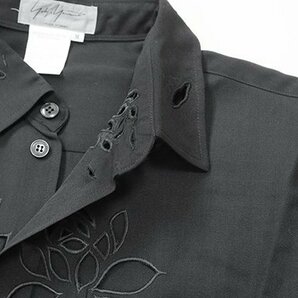 Yohji Yamamoto Pour Homme ◆96SS 花と少年期 オールドギャバ カットワークシャツ Mサイズ 黒 ヨウジヤマモト ◆DF16の画像4