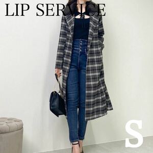 [ new goods ] fur color mermaid coat S size Lip Service outer check pattern coat 