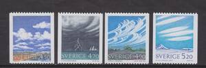 気象切手　スウェーデン　１９９０年　「雲のいろいろ」　４種(未)完