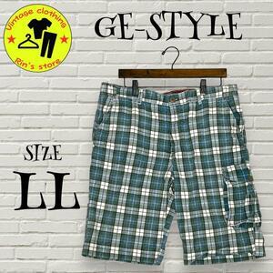 【GE-STYLE】チェック柄　ショートパンツ　カーゴポケット付き　LLサイズ