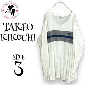 [TAKEO KIKUCHI] Takeo Kikuchi long sleeve T shirt long T cut and sewn cotton 100%