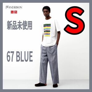 S【新品】ユニクロ JWアンダーソン リネンブレンドイージーパンツ 67 ブルー